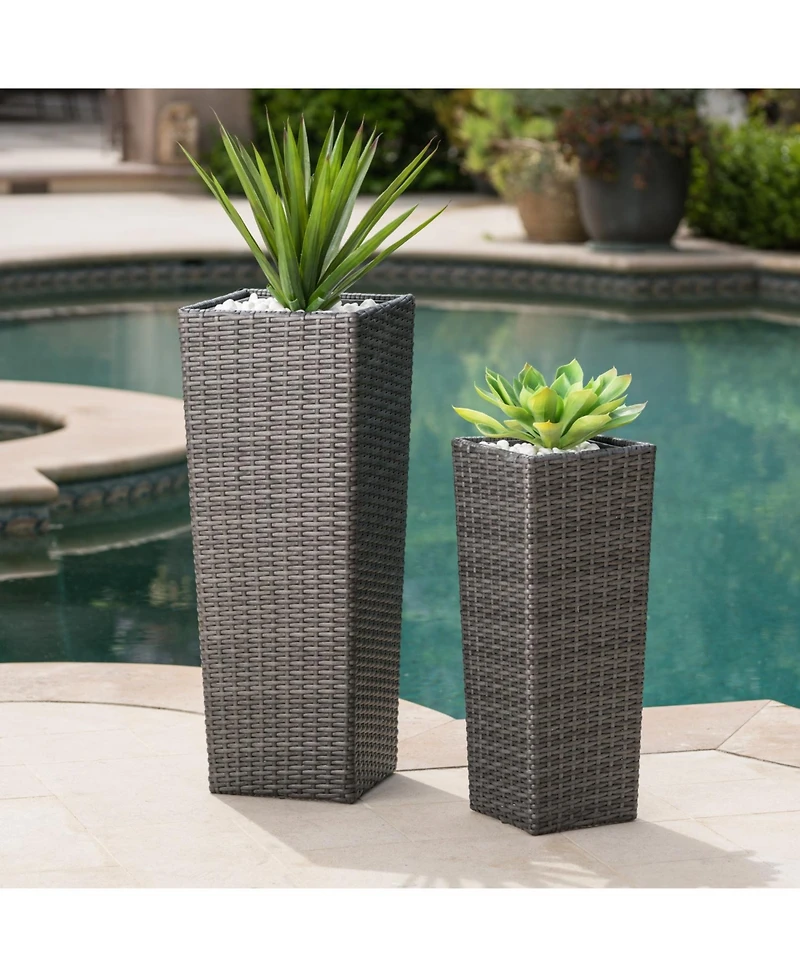 Streamdale Furniture Wicker & Iron Patio Planter Set - Elegant Herb & Flower Pots