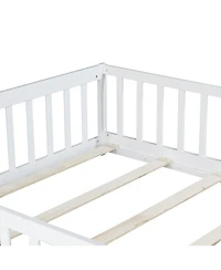 Streamdale Furniture Floor Bed with Fence & Door, Rubber Wood