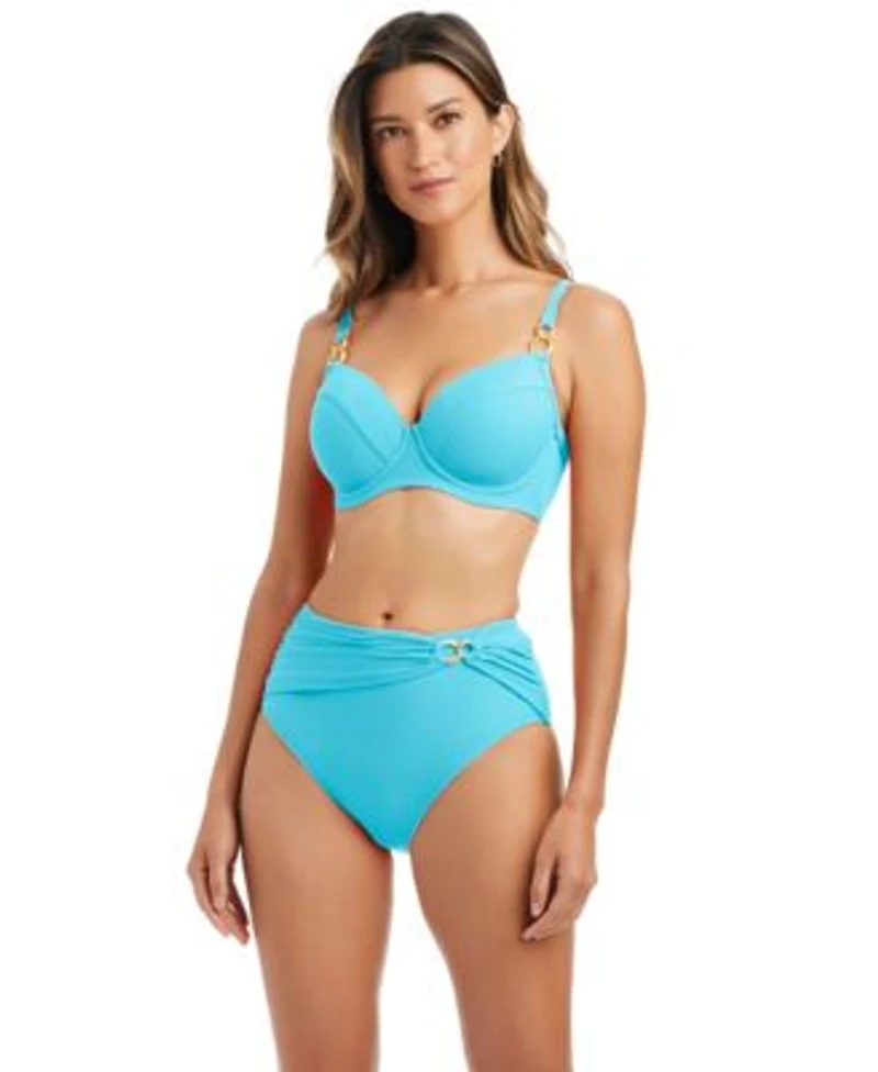 Bleu By Rod Beattie Womens Sweetheart Neck Bikini Top High Waist Bottoms