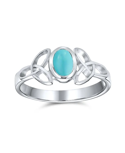 Bling Jewelry Delicate Oval Natural Stone Bff Sorority Sister Promise Trinity Celtic Knot Triquetra Ring Thin Band .925 Sterling Silver Rings
