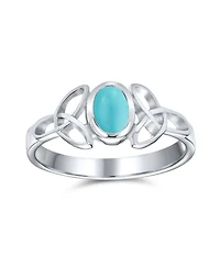 Bling Jewelry Delicate Oval Natural Stone Bff Sorority Sister Promise Trinity Celtic Knot Triquetra Ring Thin Band .925 Sterling Silver Rings