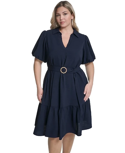 Jessica Howard Plus Single Tiered Shirt Dress