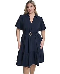 Jessica Howard Plus Single Tiered Shirt Dress