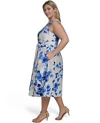 Jessica Howard Plus Sleeveless V-Neck Shantung Cocktail Dress