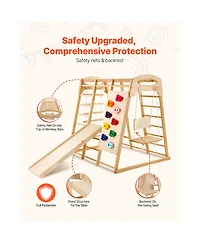 Slickblue Indoor Jungle Gym, 7-in-1 Toddler Indoor Playground, with Wood and Rope Ladder