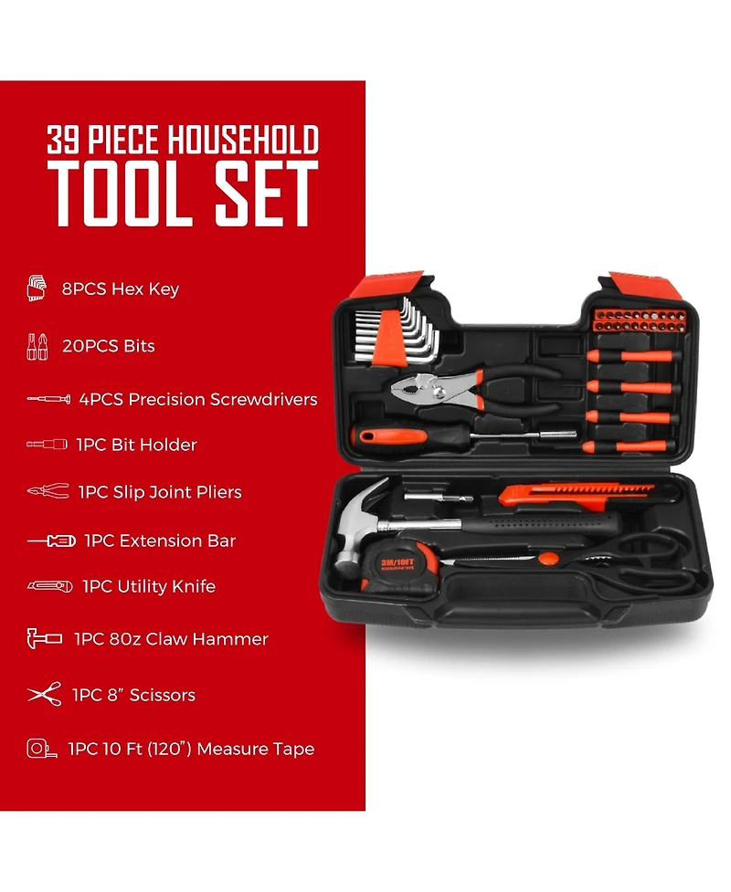 Pursonic All-in-One Home Project Powerhouse: 21V Cordless Drill, Handy Solutions 39-Piece Tool Kit, and Ultra Bright Flashlight