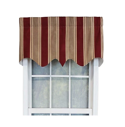 “Rlf Home Bodega Stripe Valance, 3″ Rod Pocket, 50″ x 17″, Mauve Red”
