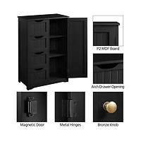 32.5" H Wooden Bathroom Cabinet 4 Drawers & Cupboard