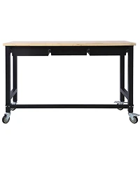 Streamdale Furniture 60 Workbench with drawer, bamboo top & wheels for garage or office"