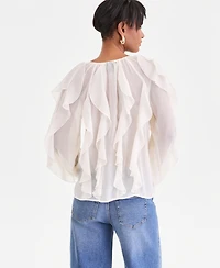 I.n.c. International Concepts Women's Long-Sleeve Ruffled Blouse, Macy's Exclusive