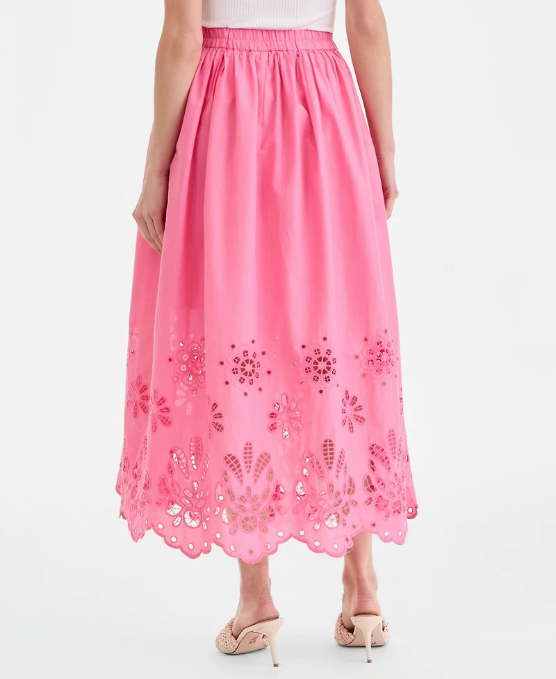 I.n.c. International Concepts Women's Cotton Eyelet Lace Midi Skirt, Macy's Exclusive