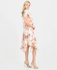 Robbie Bee Women's Handkerchief-Hem Chiffon-Jacket Dress