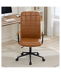 Streamdale Furniture Antique brown Pu leather office chair with armrest, high backrest, swivel