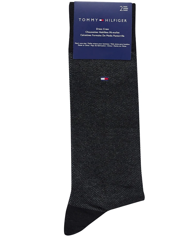 Tommy Hilfiger Men's Dress Reinforced Heel Crew Socks, 2-Pack