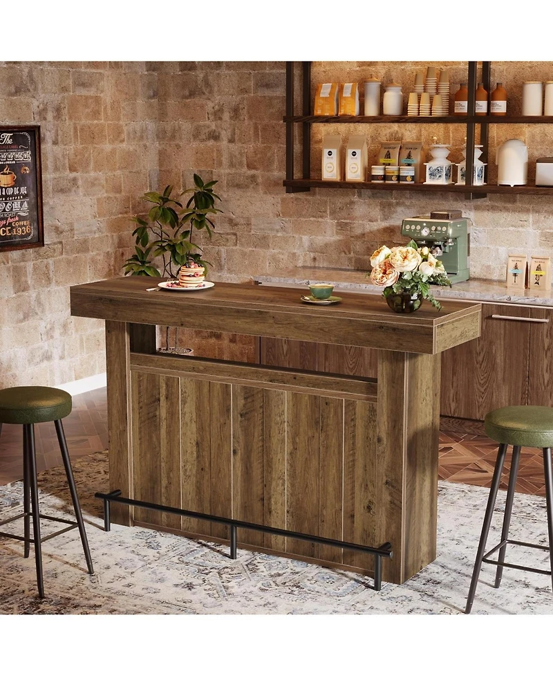 Tribesigns 63" Bar Table, 4-Tier Counter Height Pub Table with Footrest and Storage Shelves, Modern Home Bar Unit, Coffee Bar Cabinet Liquor Furn