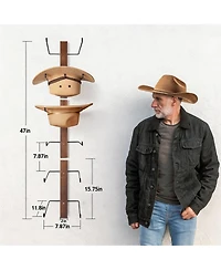 Yigii Wooden + Metal Cowboy Hat Rack