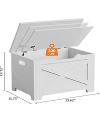 gaomon 23.6" Wooden Storage Chest, Storage Bench with Safety Hinge for Entryway & Living Room.