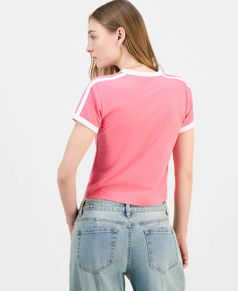 Grayson Threads, The Label Juniors' Snoopy Graphic Ringer T-Shirt