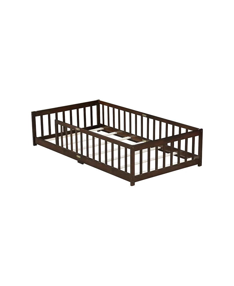 Streamdale Furniture Twin Size Floor Bed with Fence