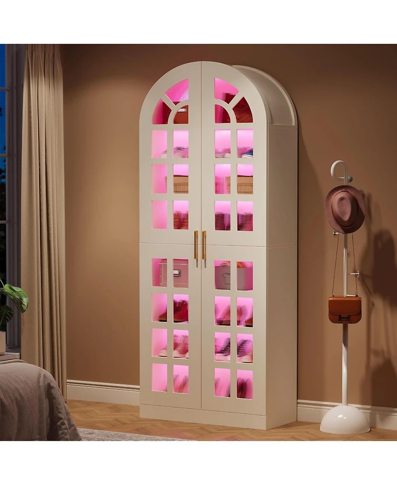 Tribesigns “Tall 8-Tier Shoe Cabinet with Acrylic Doors & Led Lights, 78″”