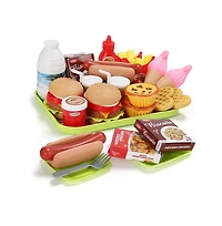 Bruce & Shark 30-Piece Pretend Play Fast Food Set for Kids with Hamburger, Fries, Hot Dog & Waffle