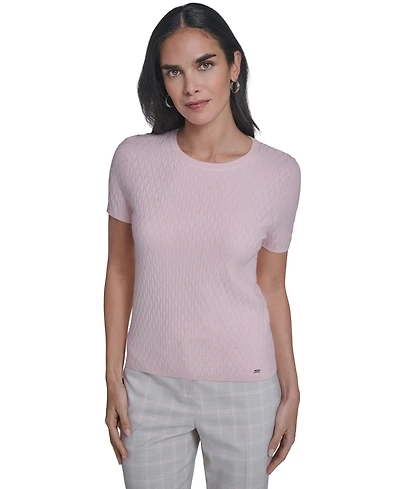 Calvin Klein Petite Textured Short-Sleeve Sweater