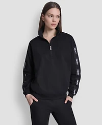 Dkny Sport Women's Classic Logo Elastic Oversized Quarter-Zip Top