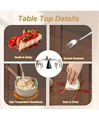 Streamdale 35" Round Glass Dining Table with Carbon Steel Legs (Seats 2-4)