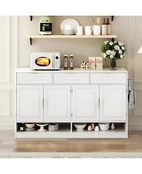 Streamdale Furniture Farmhouse Sideboard with 3 Drawers, 4 Doors, 59.1" Storage Buffet