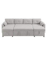 Streamdale Modern U-shaped Sleeper Sofa with Storage & Usb Ports, Green