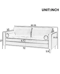 Streamdale Furniture Mid-Century Modern Tufted Sofa with Bolster Pillows