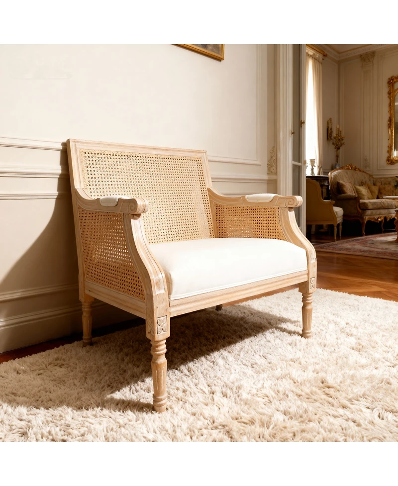 Streamdale Furniture French Accent Armchair, Vintage Rattan Reading Chair
