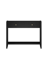 Streamdale Furniture Console Table with Drawers, Narrow Wood Accent Sofa Table, Black