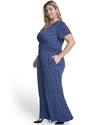 Vince Camuto Plus Cap-Sleeve V-Neck Jumpsuit
