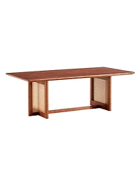 Streamdale Furniture Solid Wood & Rattan Coffee Table for Living Room