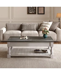 Streamdale Furniture Farmhouse Lift Top Coffee Table with Storage - Handcrafted Solid Wood, Antique Gray