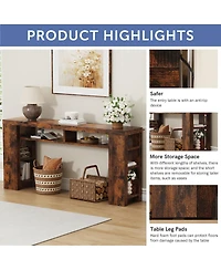 Streamdale Furniture 180cm Super Long Desk with 2AC+2USB+1TC Socket and 5 Shelves