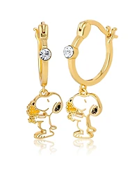 Peanuts Snoopy Earring Set, 2-Pair, Gold-Tone Studs & Dangle Hoops