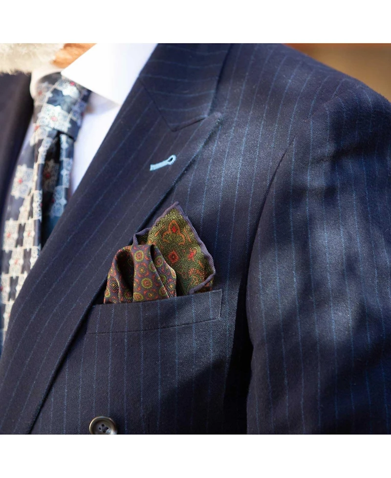 Elizabetta Men's Lario - Double Sided Silk Pocket Square for Men