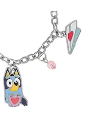 Bluey Charm Bracelet, Silver-Tone, Heart & Love Letter Charms