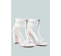 Womens Felicity Zip Up Block Heel Sandals