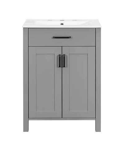 Cesicia 24 in. Bathroom Vanity Combo with Ceramic Sink, Luxurious Space-Saving Vanity with 2 Soft Close Doors
