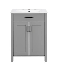 Cesicia 24 in. Bathroom Vanity Combo with Ceramic Sink, Luxurious Space-Saving Vanity with 2 Soft Close Doors
