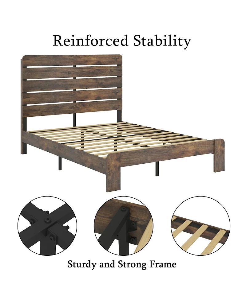 Streamdale Furniture Wood Platform Bed Frame, Queen, Noise Free, Easy Assembly, Storage
