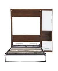 Streamdale Furniture Full Size Murphy Bed Wall Bed with Cabinet