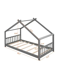 Streamdale Furniture Twin Size House Bed Wood Bed