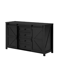 Streamdale Furniture 55.1-Inch Farmhouse Sideboard with Sliding Barn Doors & 4 Drawers