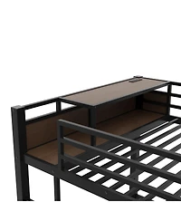 Streamdale Furniture Full Size Metal Bunk Bed with Storage, Led, and Usb