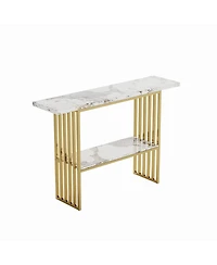 Streamdale Furniture Modern Luxury Gold Metal Console Table with Storage Shelf