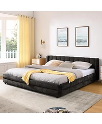 Streamdale Furniture King Size Upholstered Bed Frame with Storage Drawer (86.5"84"29.5)